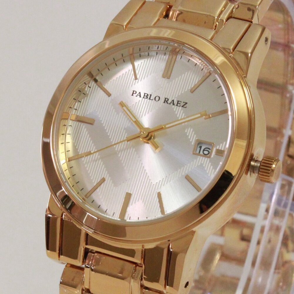 Ladies Quartz Fashion Watch Gold Tone Silver Dial 34mm - Picture 10 of 13